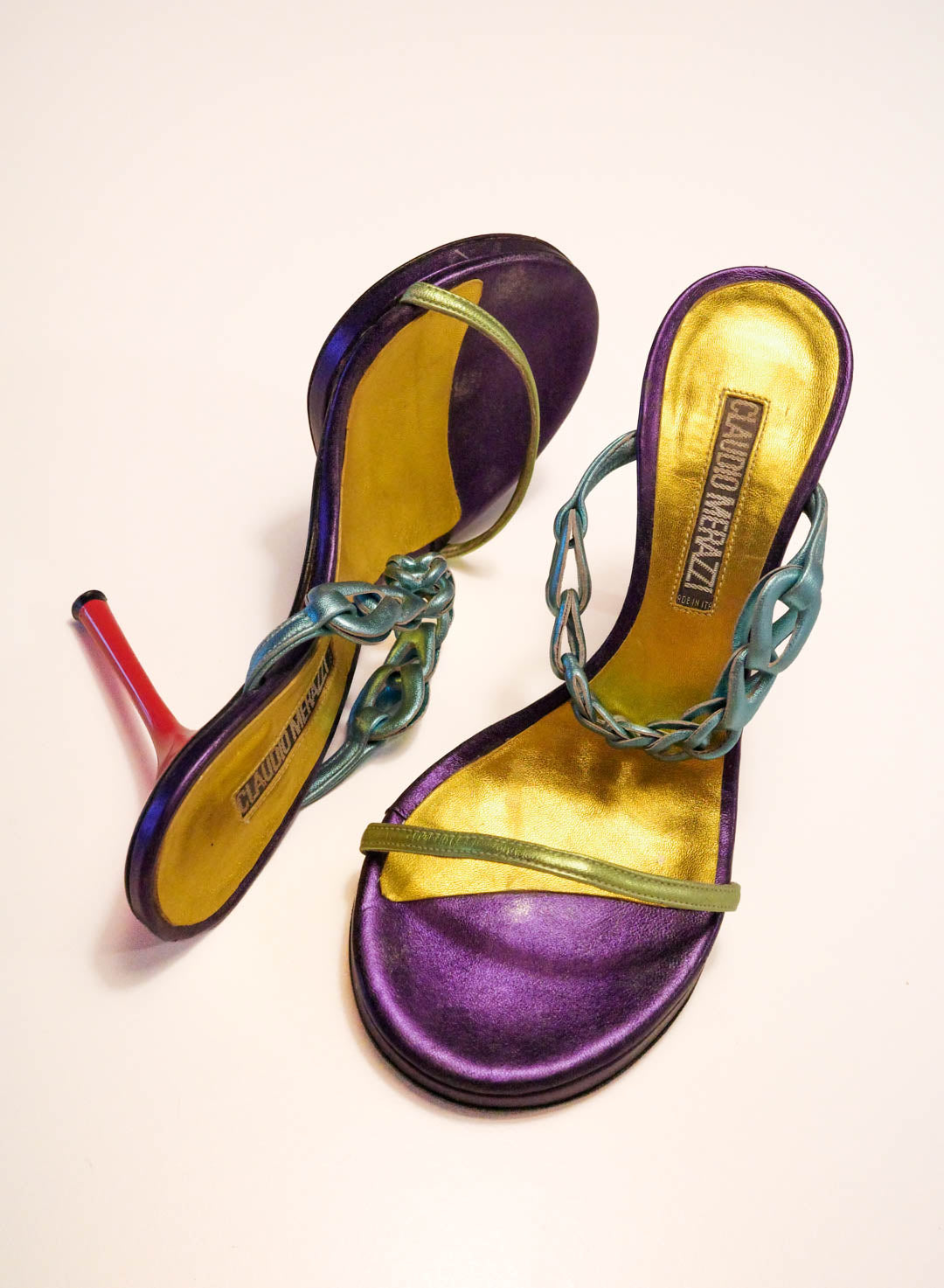 Claudio Merazzi Polychrome Leather Loop Heels | 37