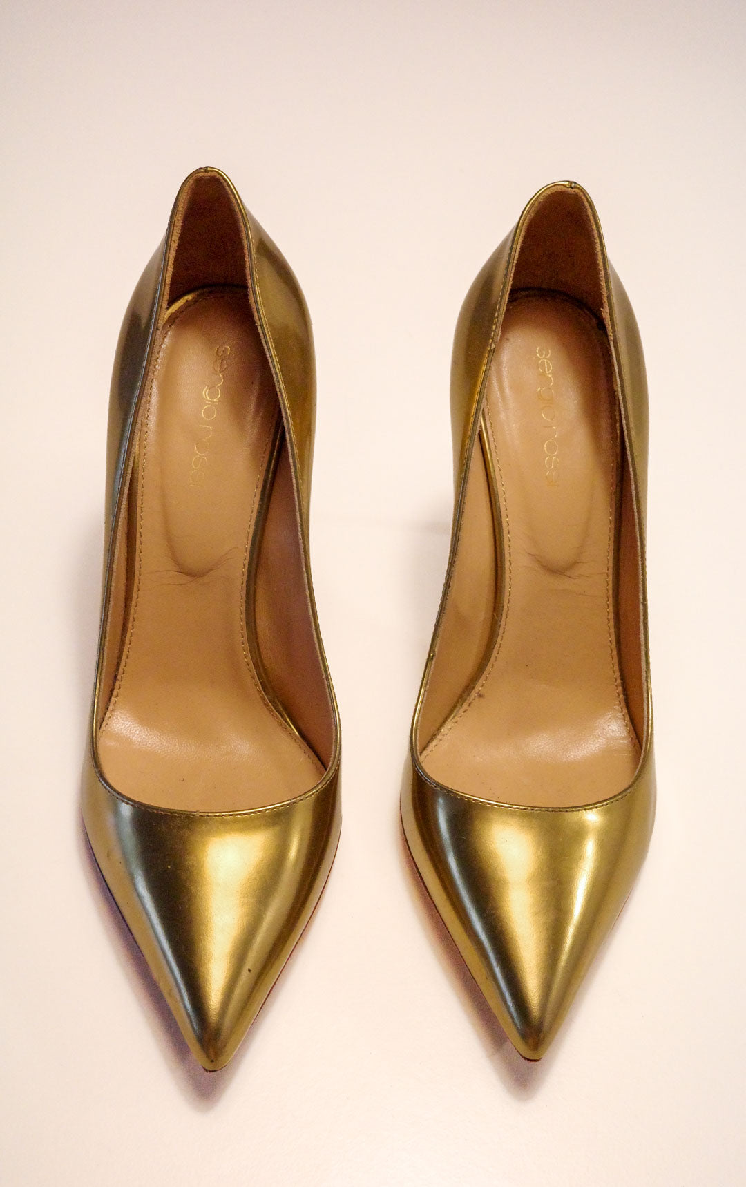 Sergio Rossi Oro Leather Pumps | 39.5