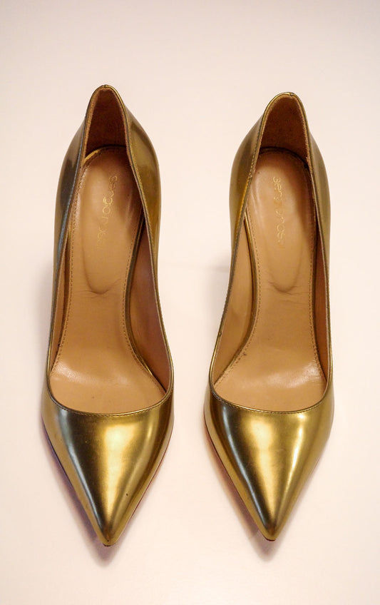 Sergio Rossi Oro Leather Pumps | 39.5