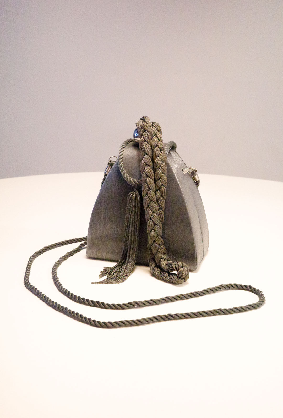 Dove Grey Satin Evening Bag