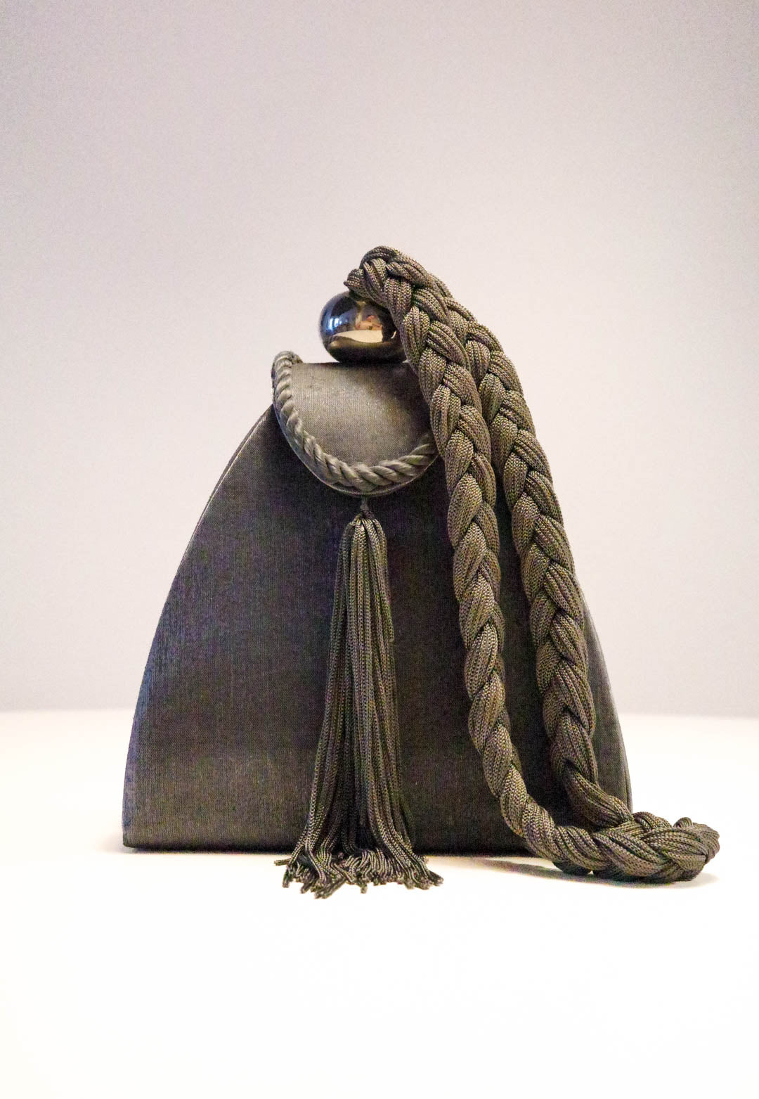 Dove Grey Satin Evening Bag