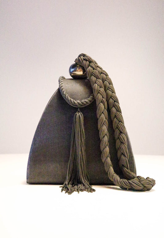 Dove Grey Satin Evening Bag