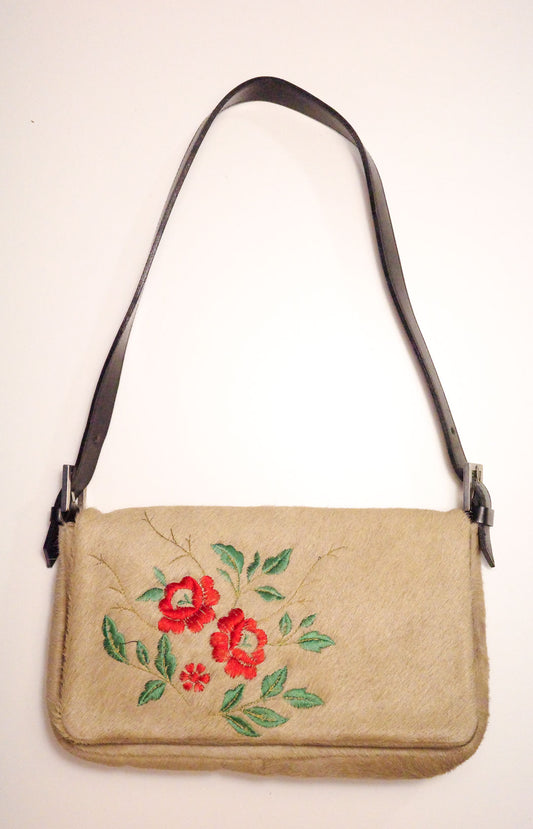 Embroidered Ponyhair Purse