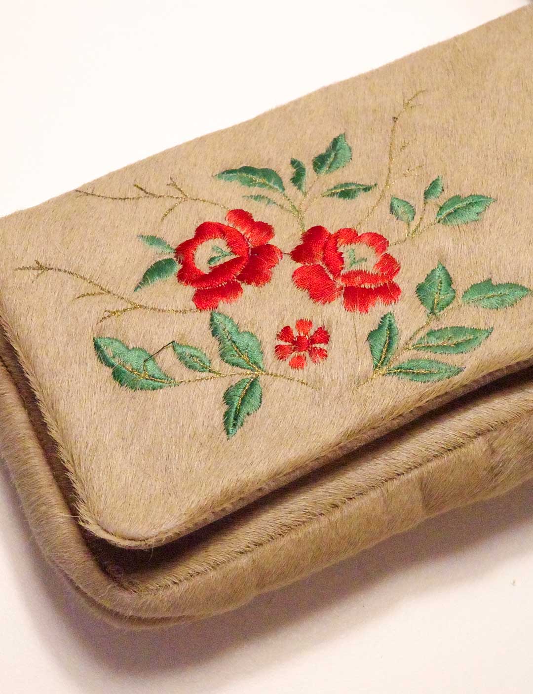 Embroidered Ponyhair Purse