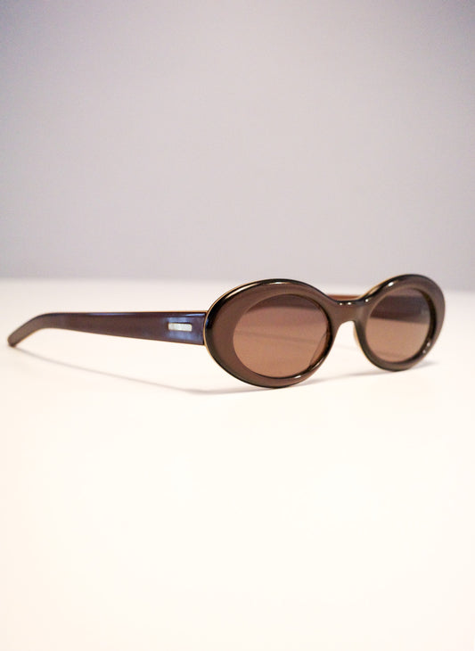 Valentino Walnut Oval Sunglasses