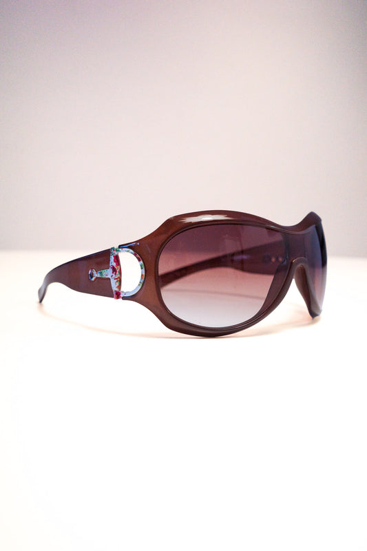 Gucci Taupe Horsebit Mask Sunglasses