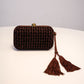 Bordeaux Velvet Woven Tassel Clutch