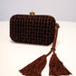 Bordeaux Velvet Woven Tassel Clutch