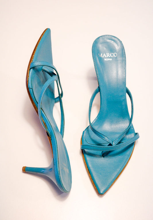 Marco Azure Leather Pointed Heels | 36