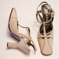Prada Ecru Suede T-Strap Pumps | 36