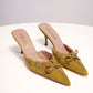 Prada Ochre Suede Grommet Mules | 37