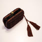 Bordeaux Velvet Woven Tassel Clutch