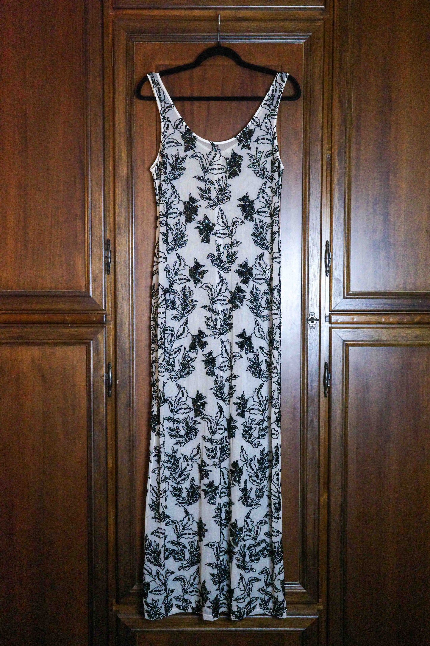 Black Beaded Foliage Gown