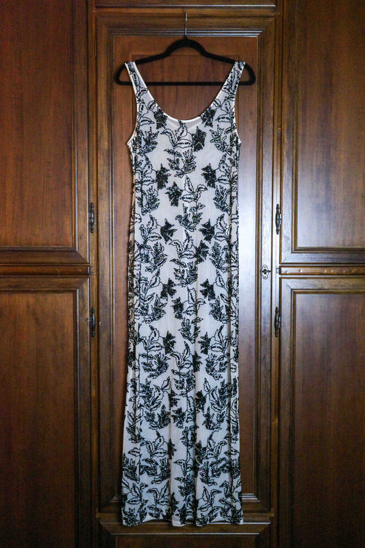 Black Beaded Foliage Gown