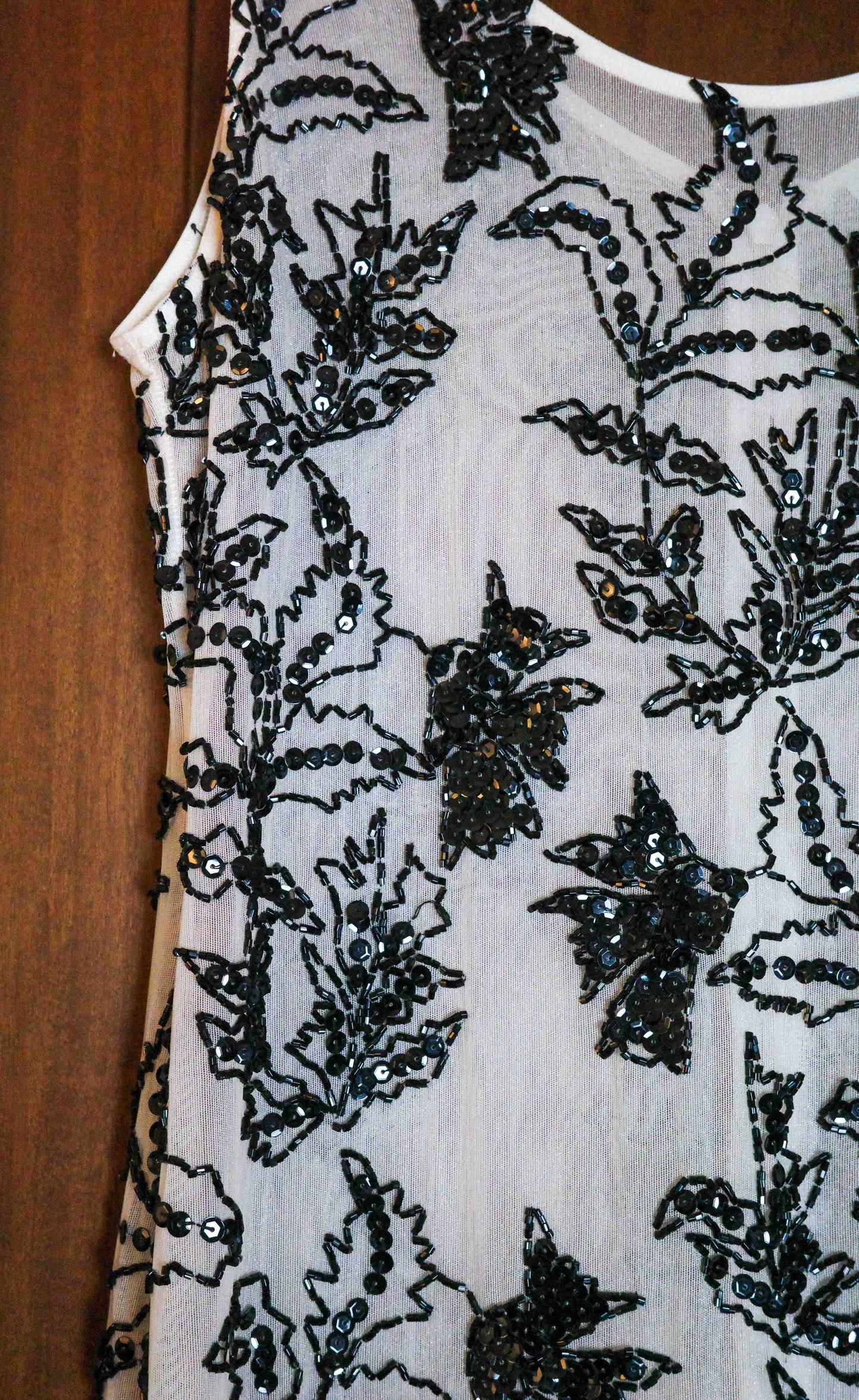 Black Beaded Foliage Gown