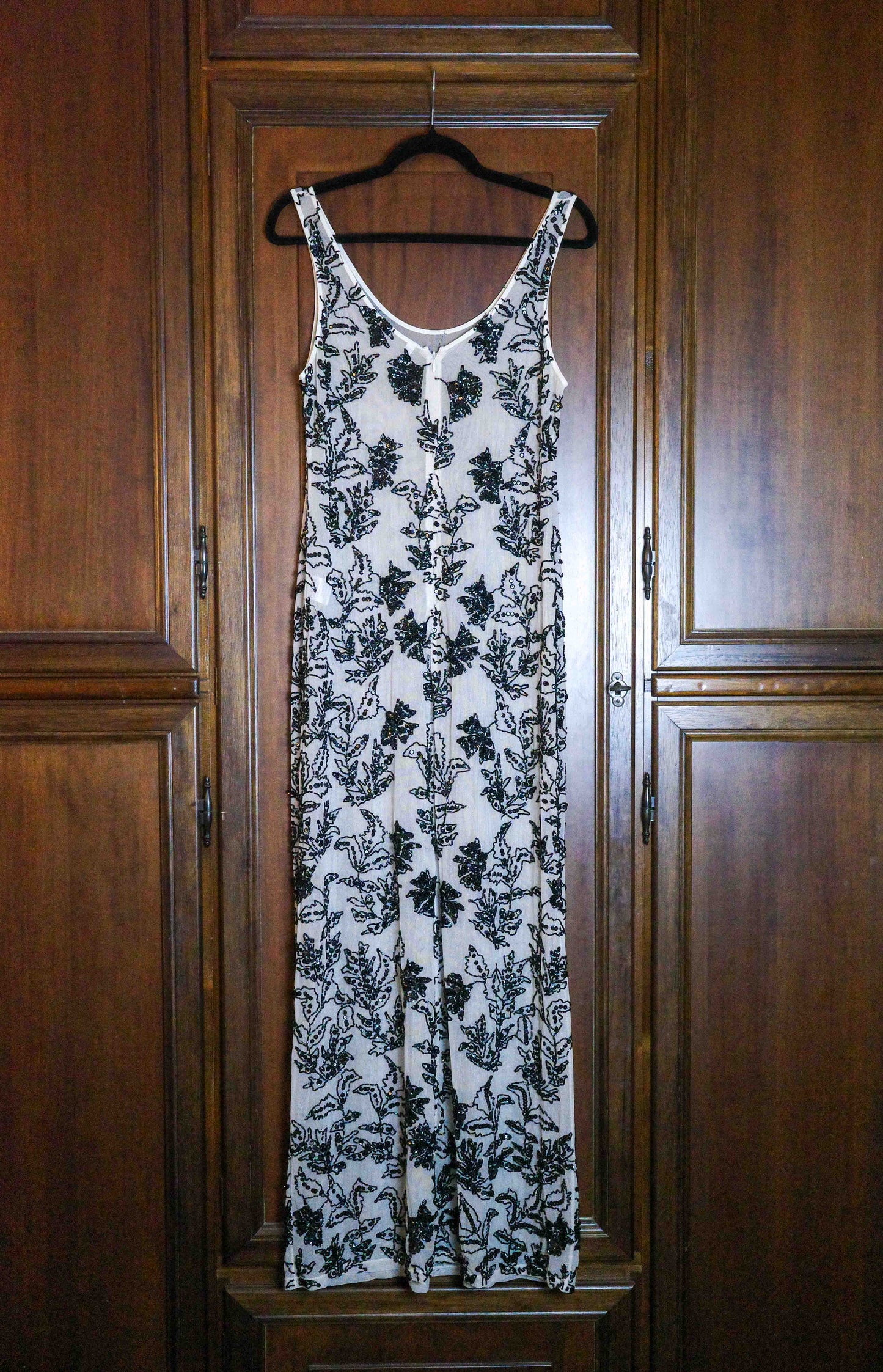 Black Beaded Foliage Gown