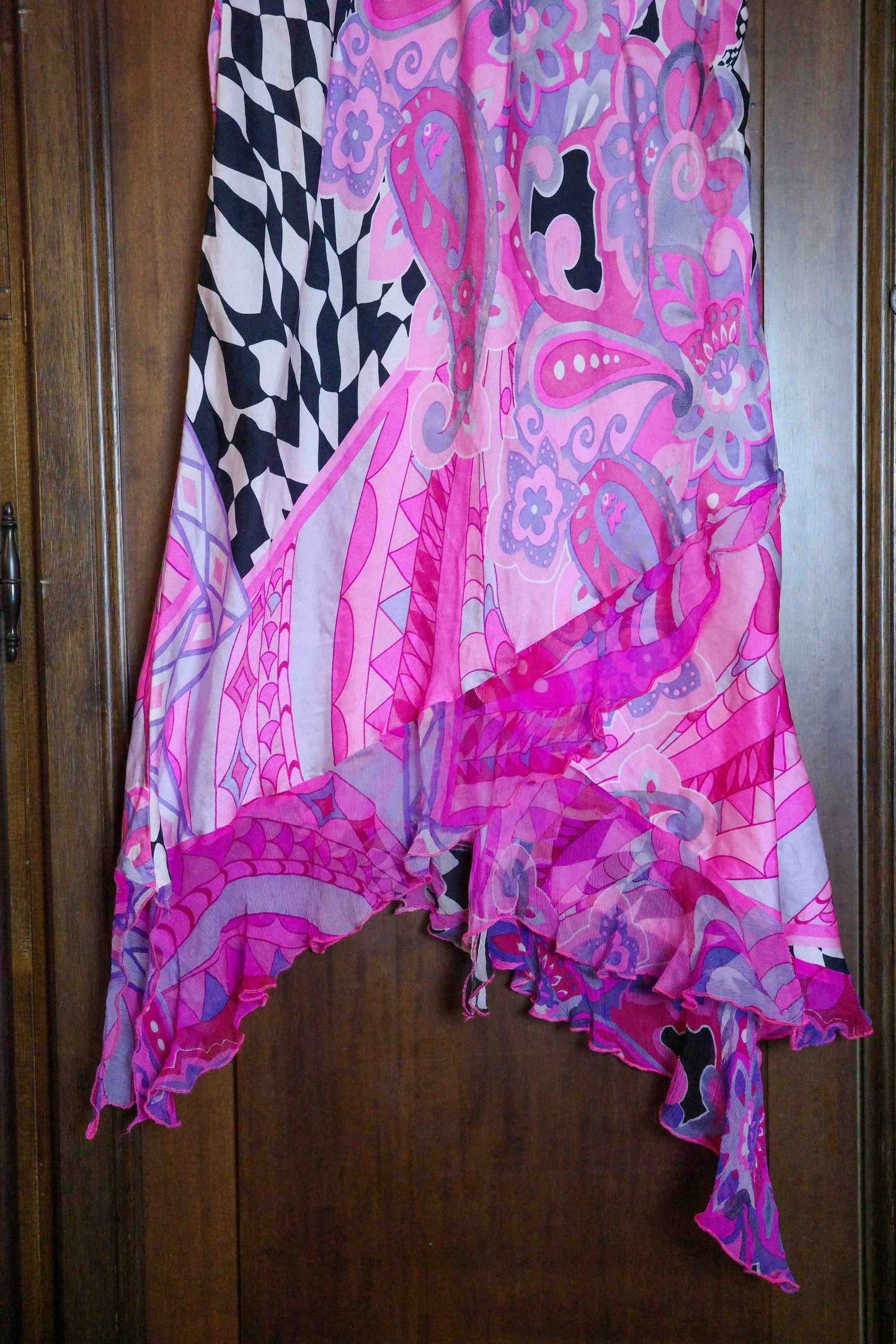 Angela Gavioli Fuchsia Silk Illusion Dress