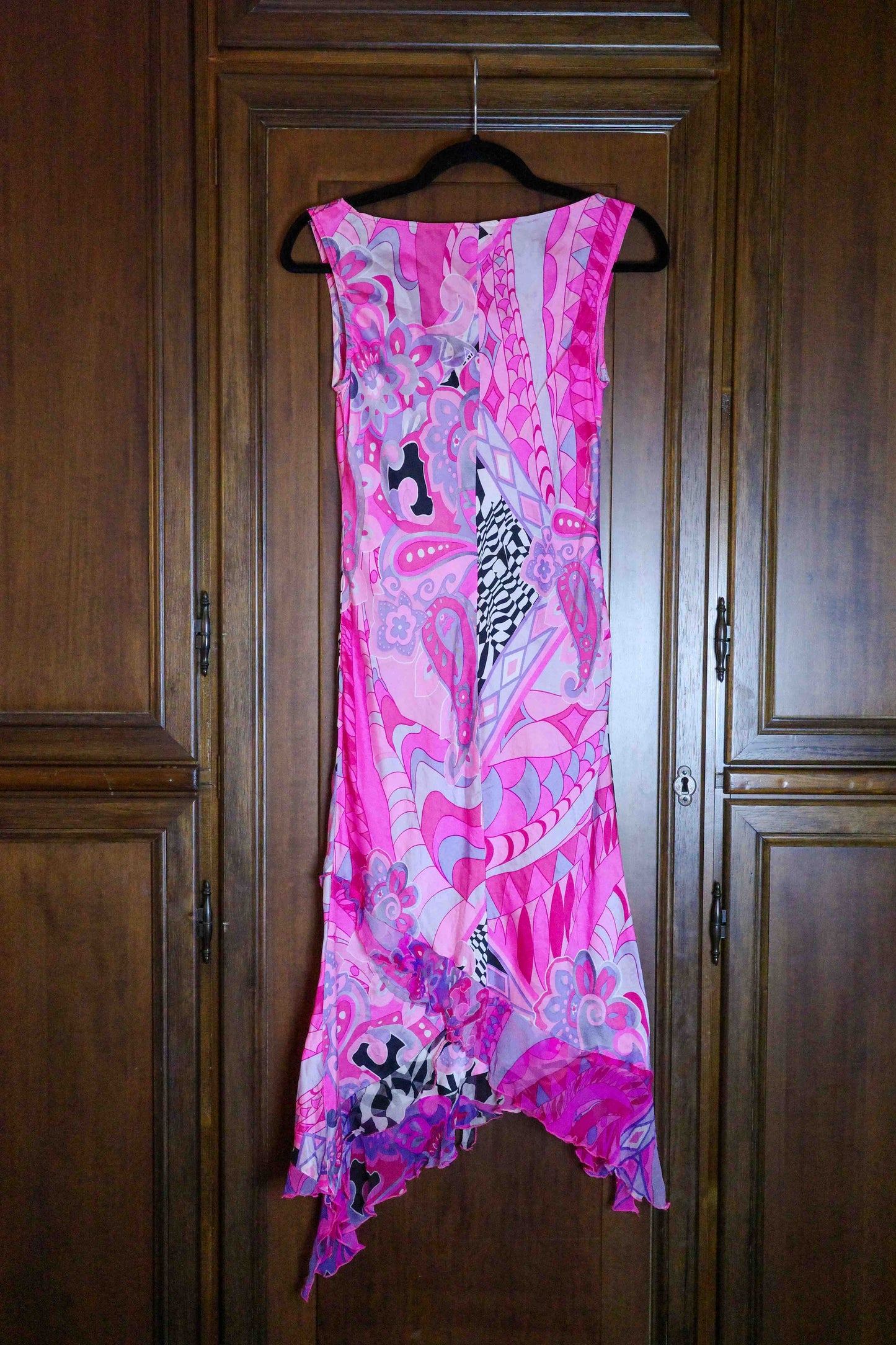 Angela Gavioli Fuchsia Silk Illusion Dress