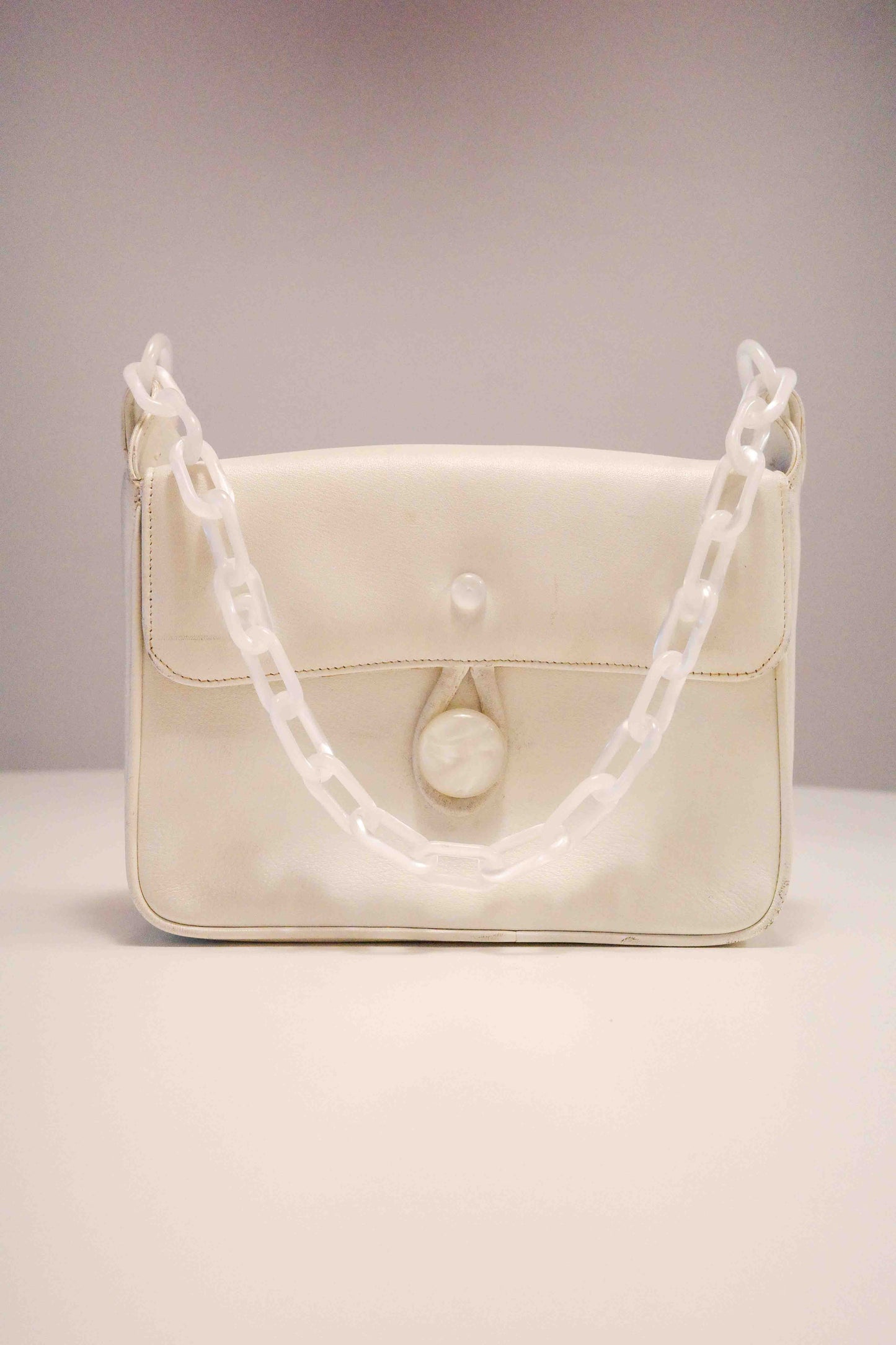Ivory Leather Box Purse