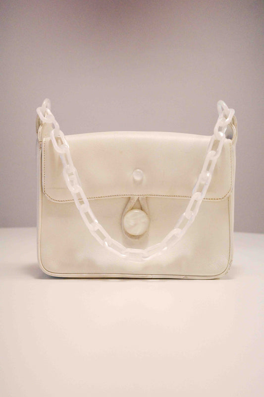 Ivory Leather Box Purse