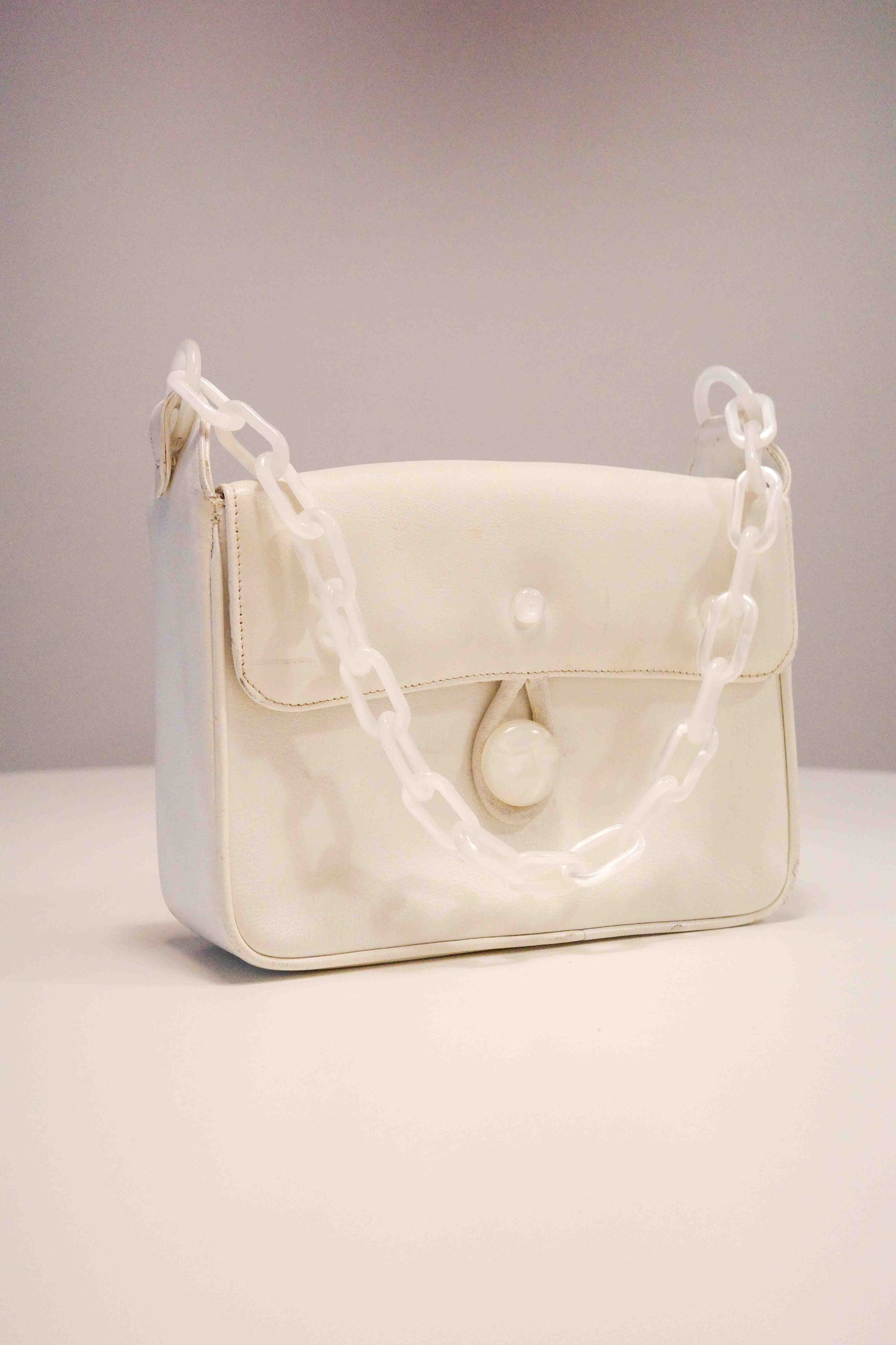 Ivory Leather Box Purse