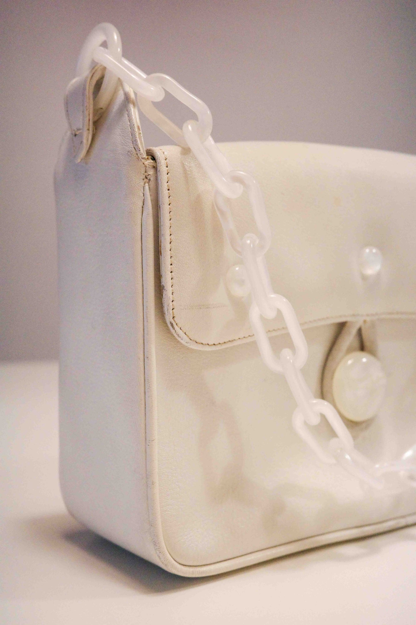 Ivory Leather Box Purse