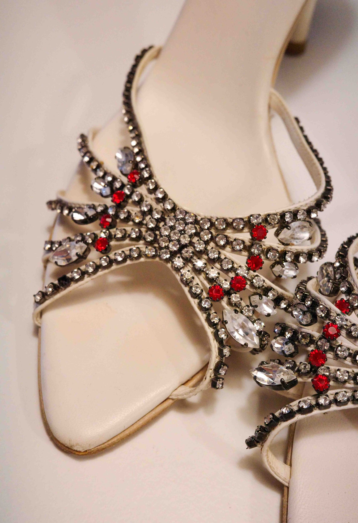Sergio Rossi Ivory Bedazzled Mules | 40