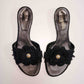 Chanel Black Camelia Pearl Slides | 37