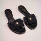 Chanel Black Camelia Pearl Slides | 37