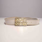White Domino Leather Belt