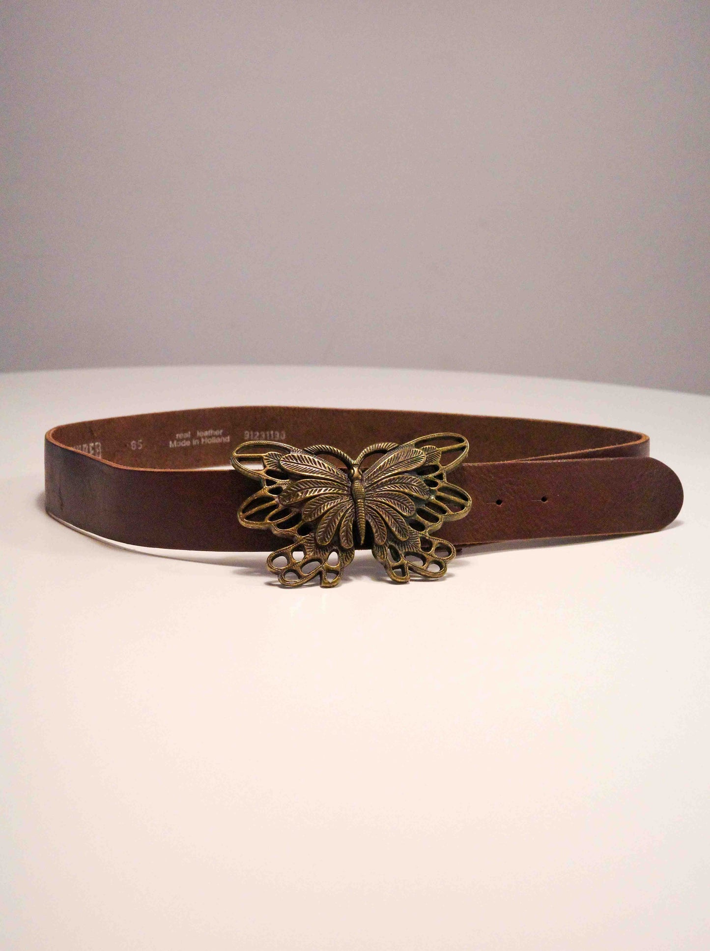 Chocolate Butterfly Leather Belt