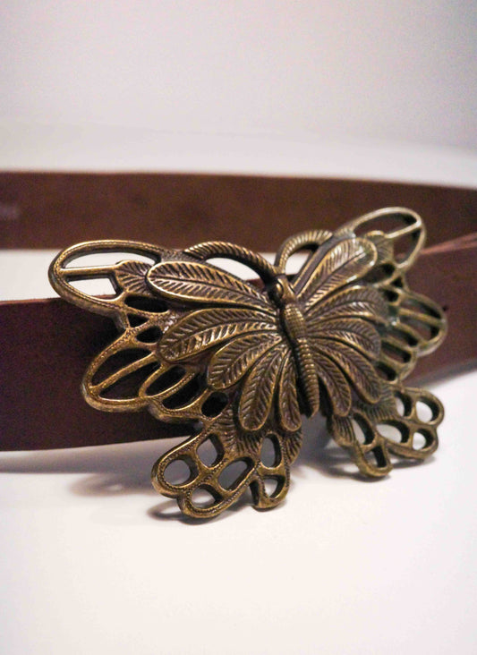 Chocolate Butterfly Leather Belt