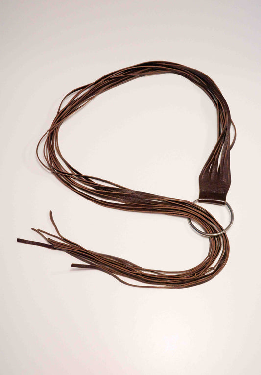 Cocoa Leather Fringe Belt
