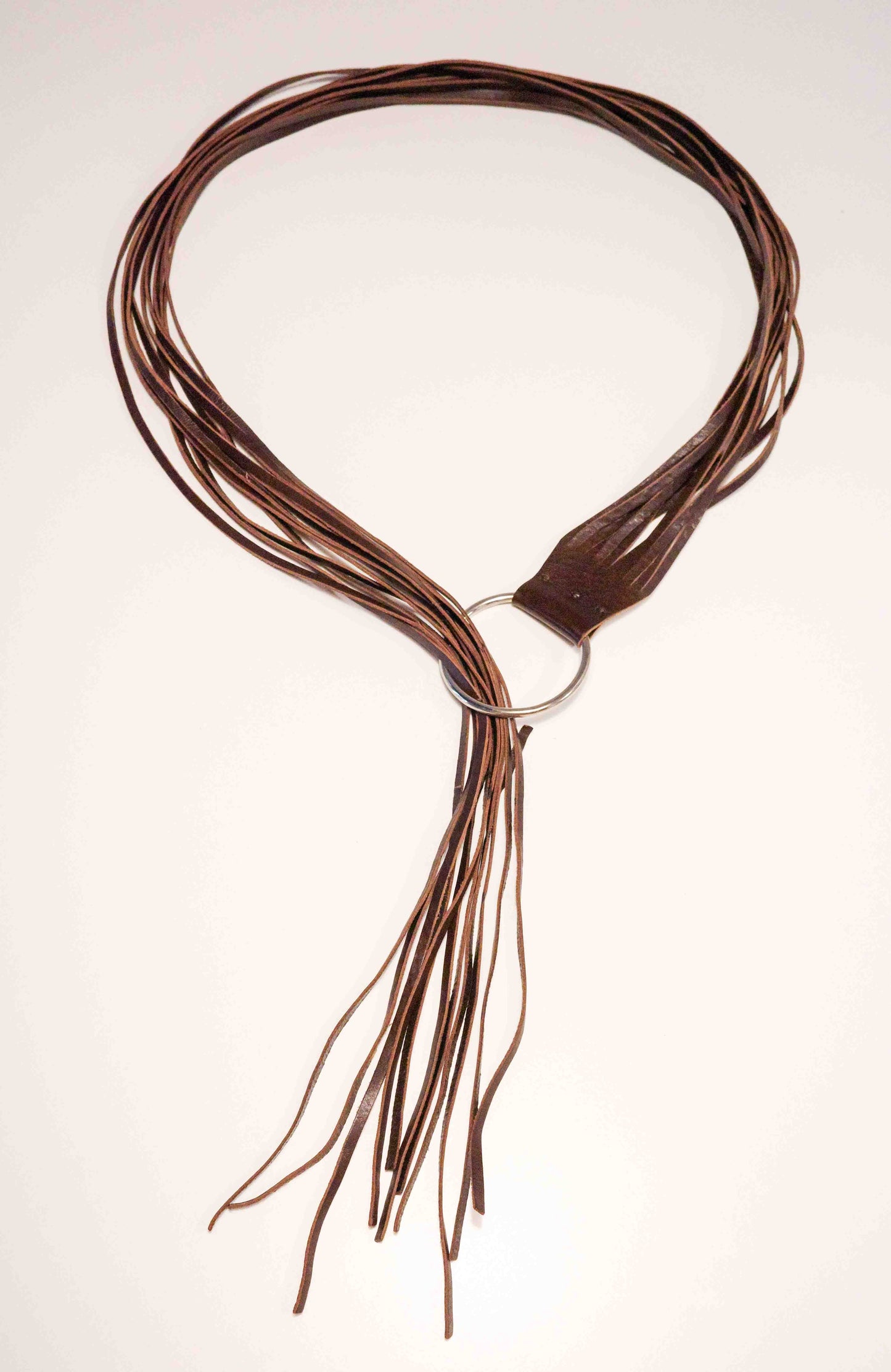 Cocoa Leather Fringe Belt