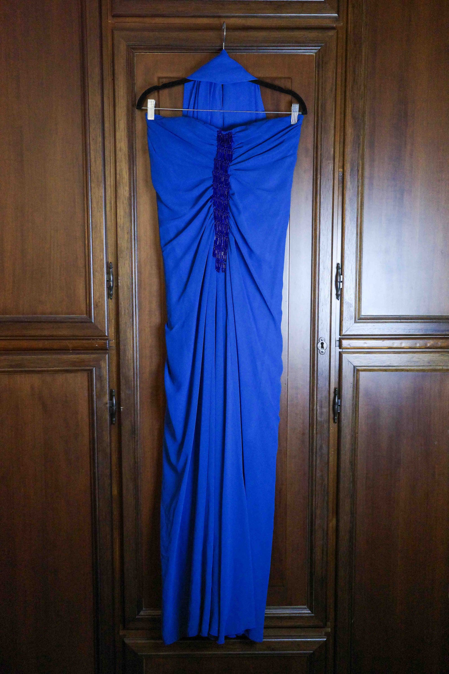 Alberta Anticoli Cobalt Beaded Gown + Stole
