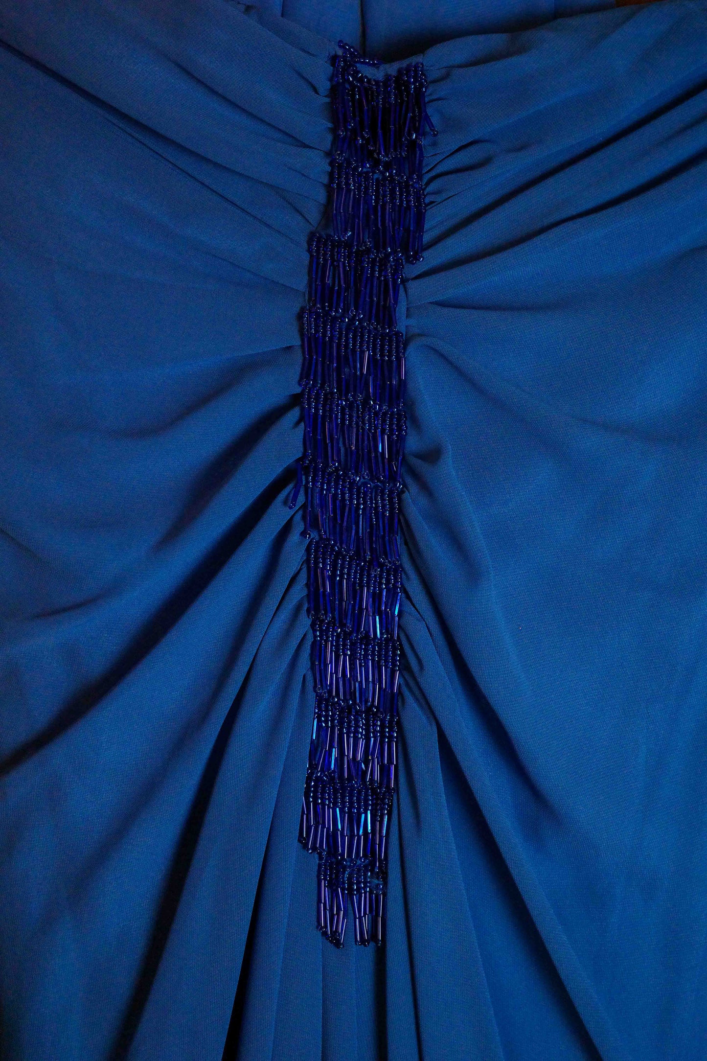 Alberta Anticoli Cobalt Beaded Gown + Stole