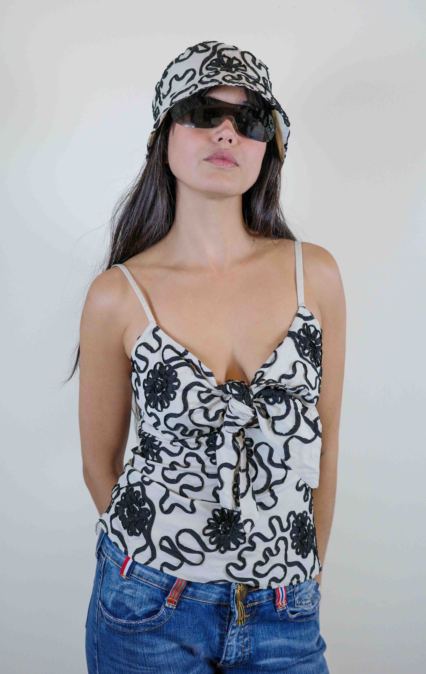 Jeff Galano Embroidered Camisole & Hat