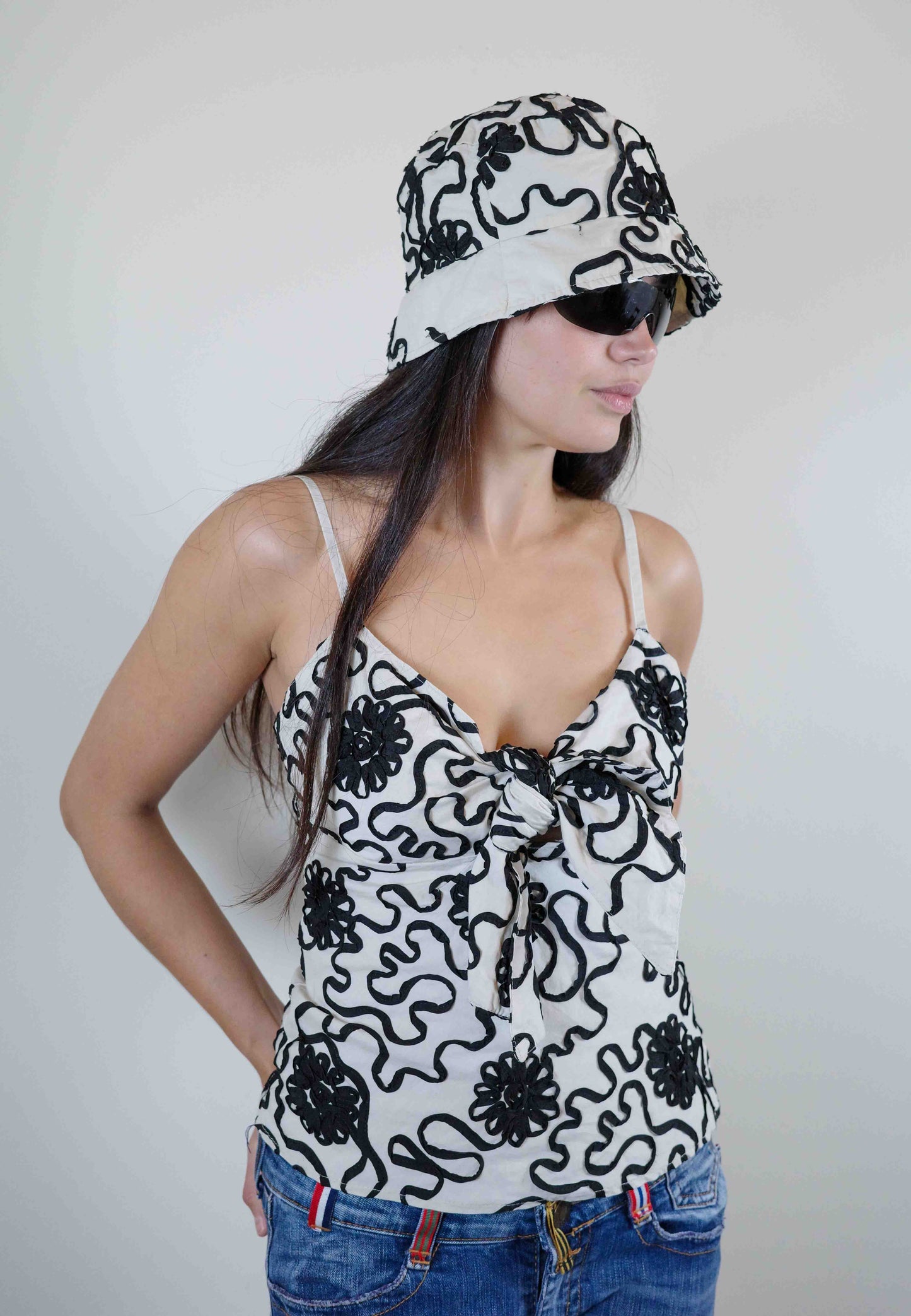 Jeff Galano Embroidered Camisole & Hat