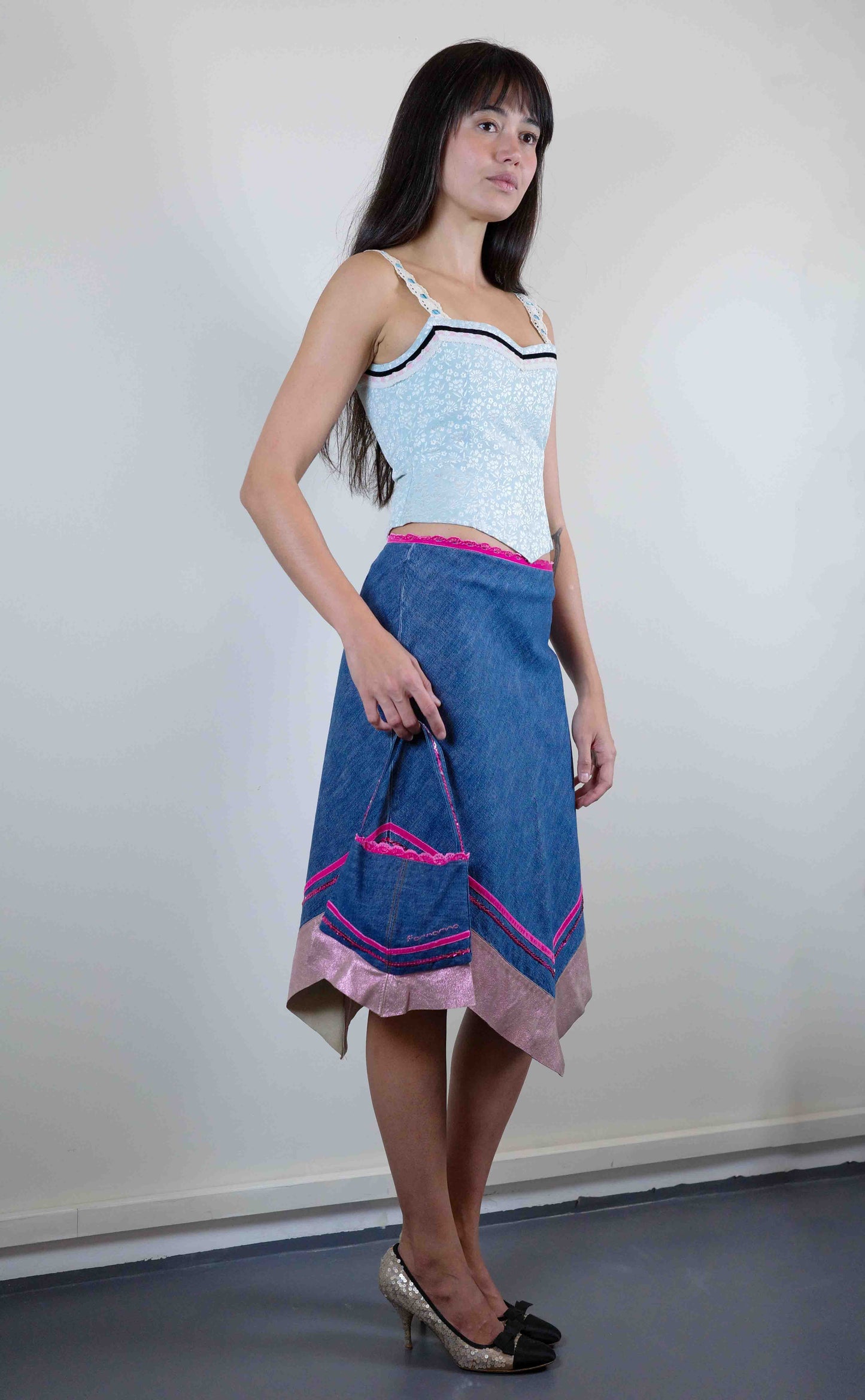 Fornarina Chambray Skirt & Purse