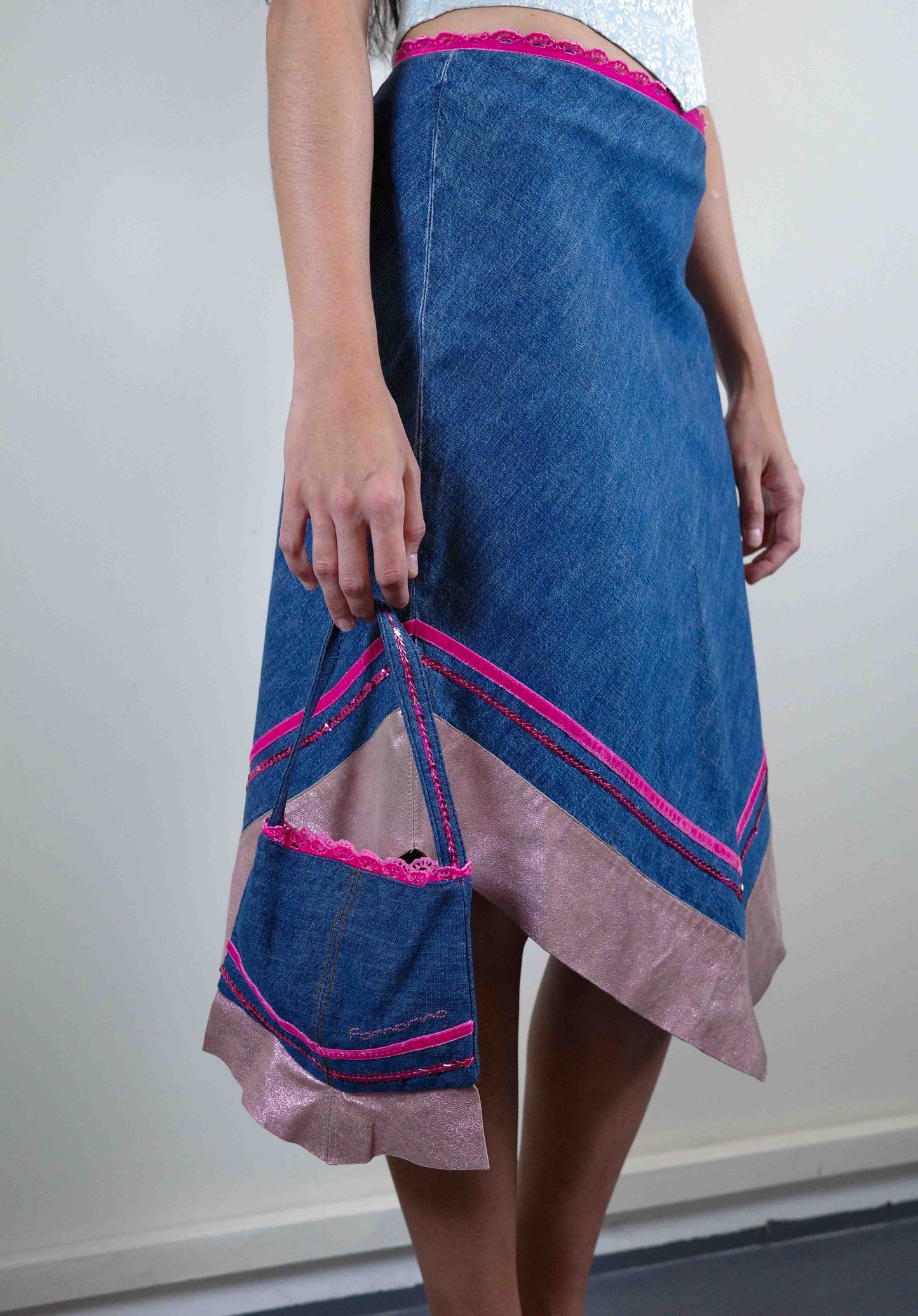 Fornarina Chambray Skirt & Purse