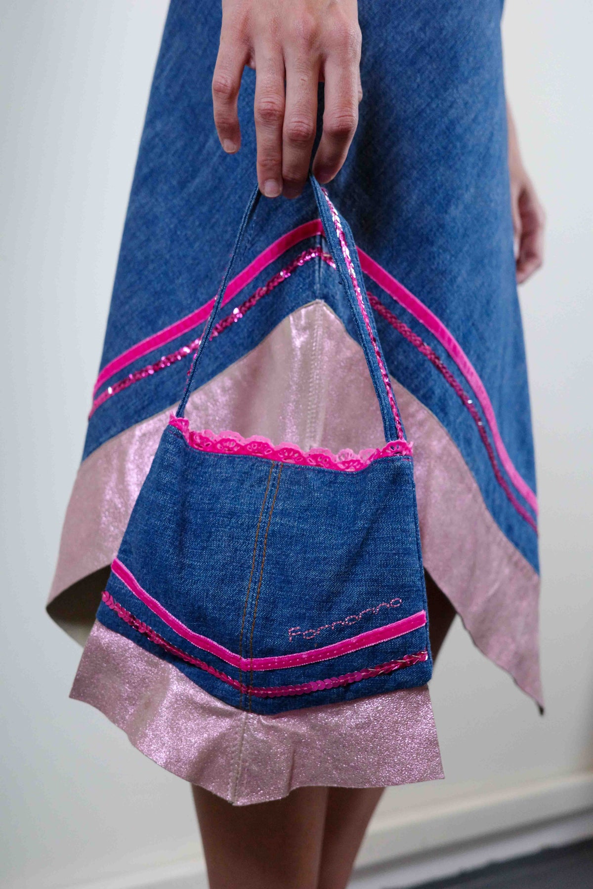 Fornarina Chambray Skirt & Purse