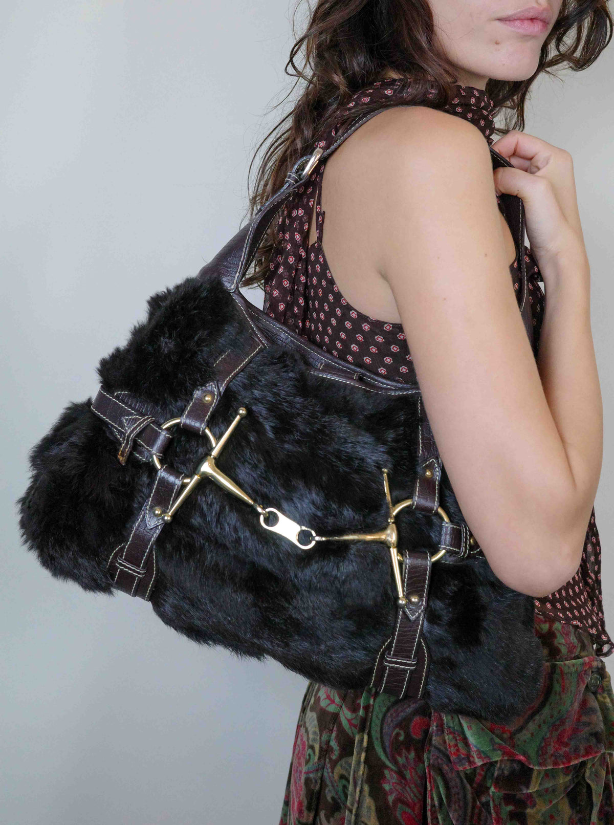 Gucci Cioccolato Fur Bag