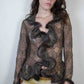 List Fur Trim Lace Top