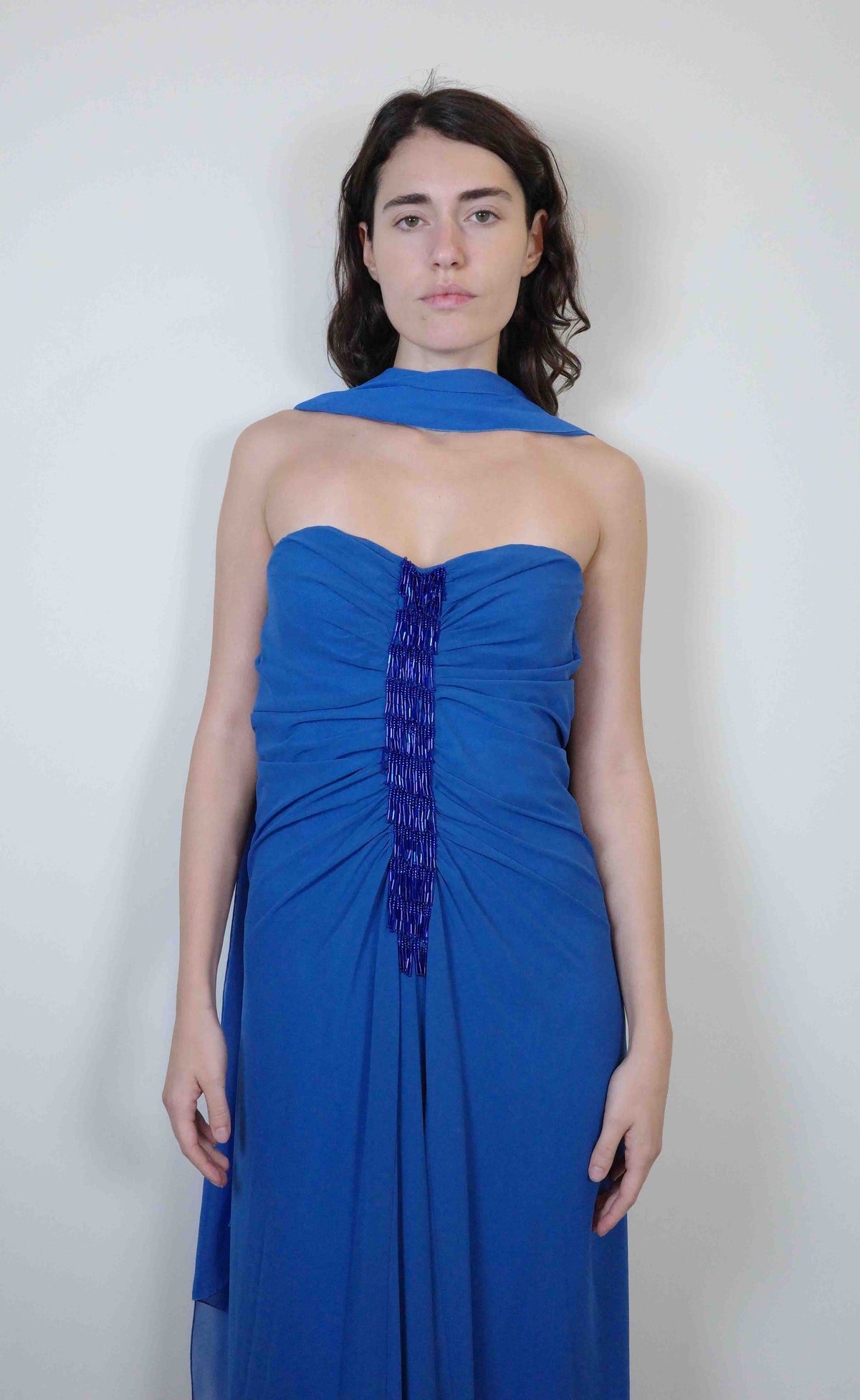 Alberta Anticoli Cobalt Beaded Gown + Stole