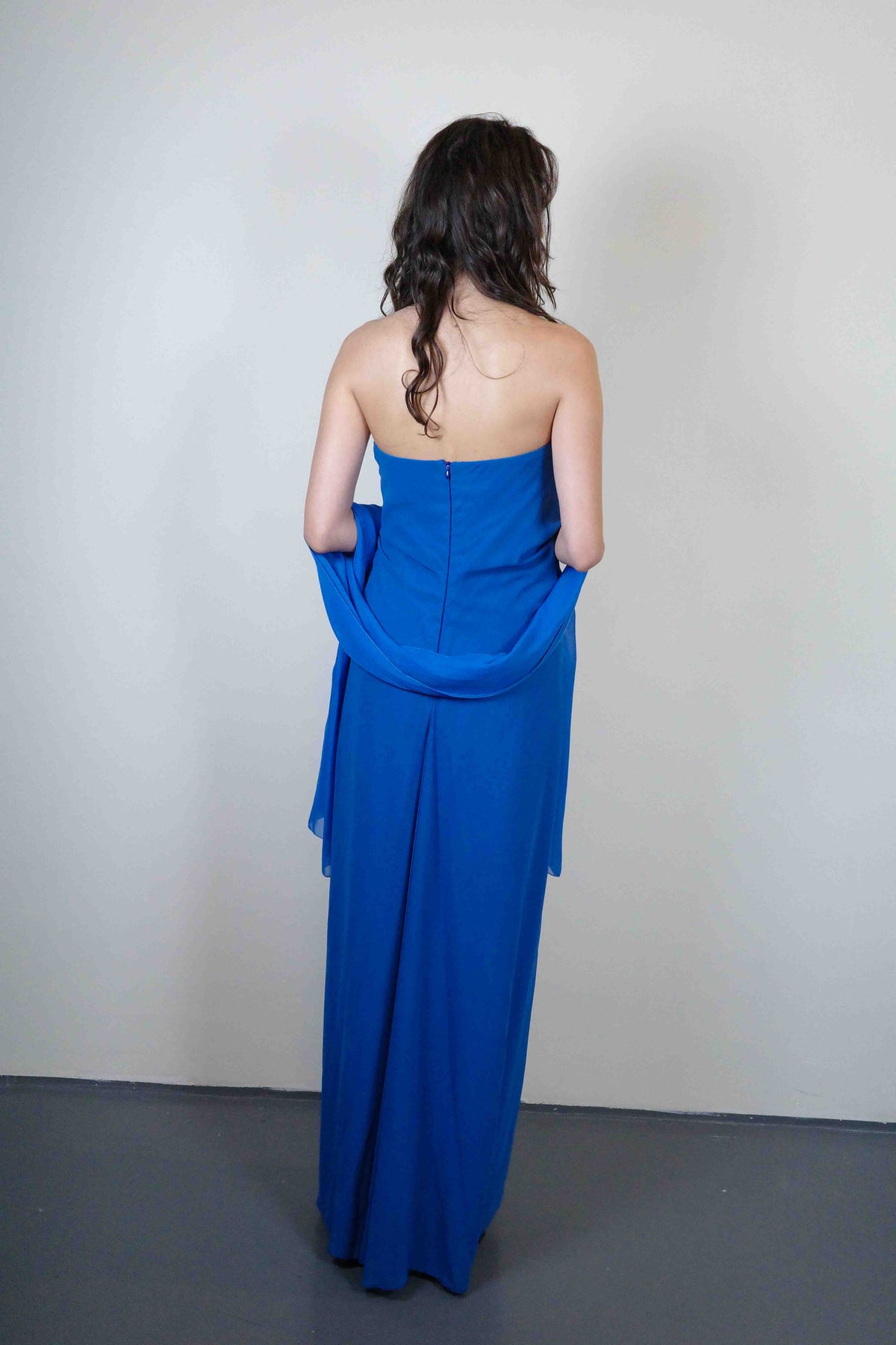 Alberta Anticoli Cobalt Beaded Gown + Stole