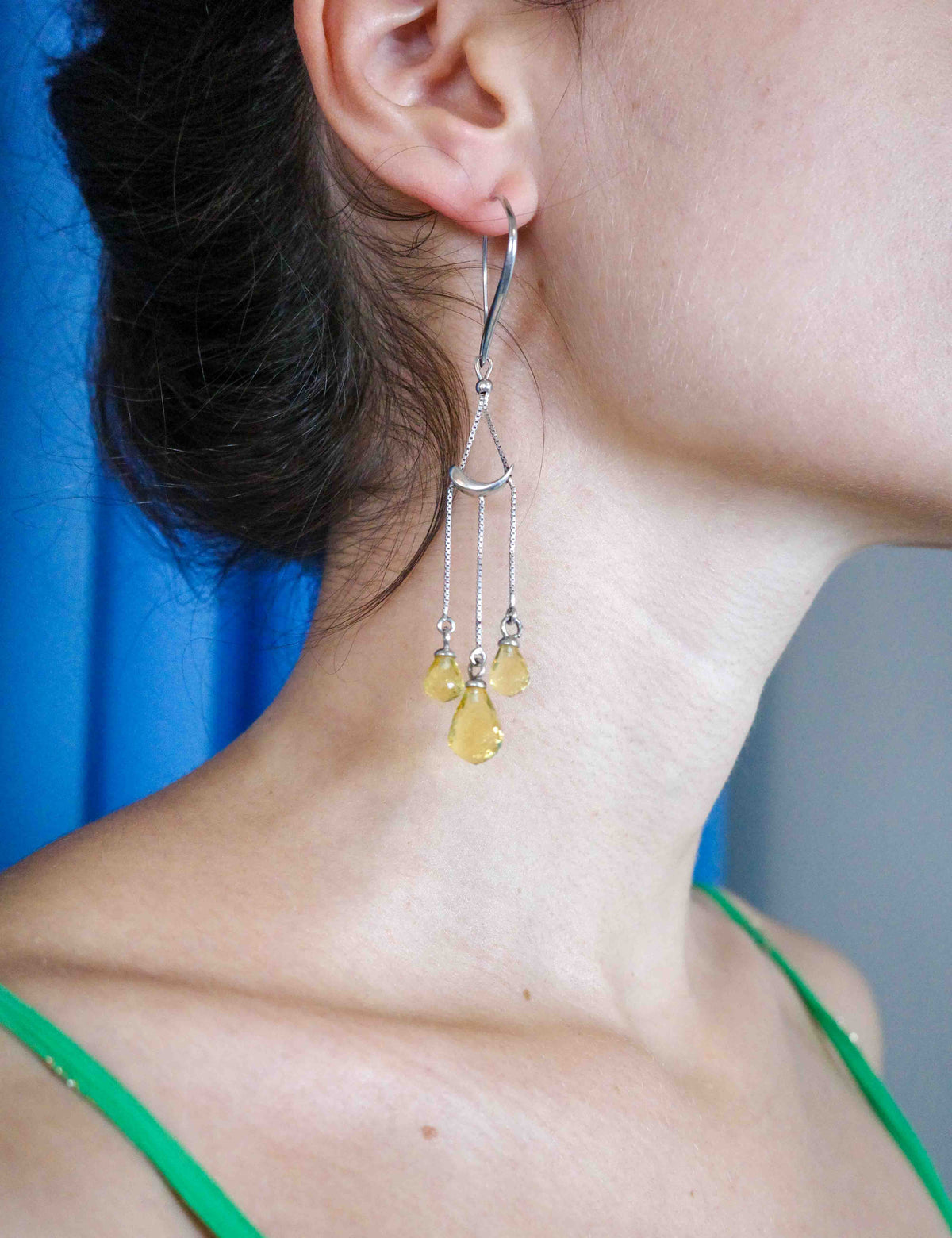 Silver Citrine Drop Earrings