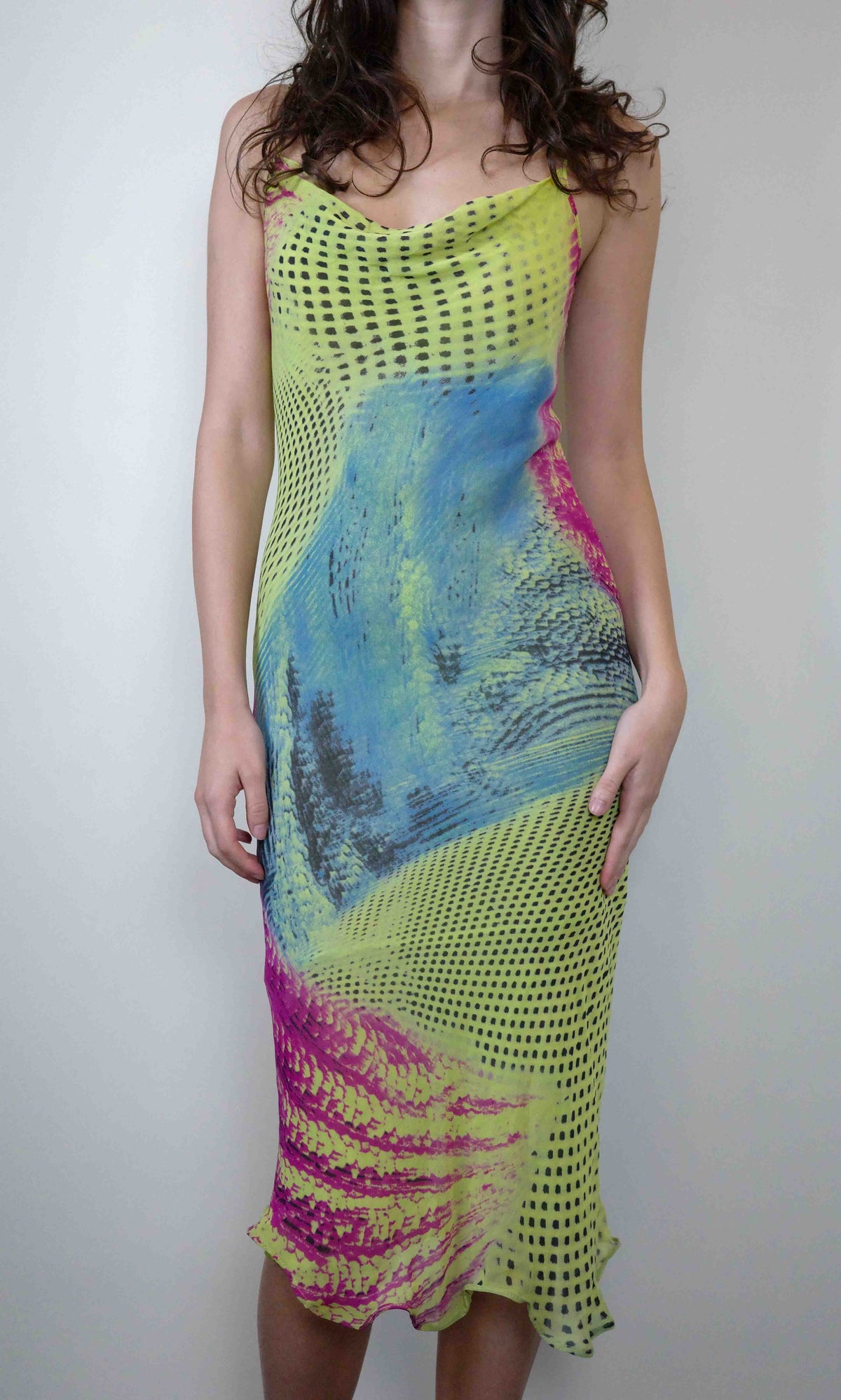 Occhi Neri Lime Illusion Slip Dress