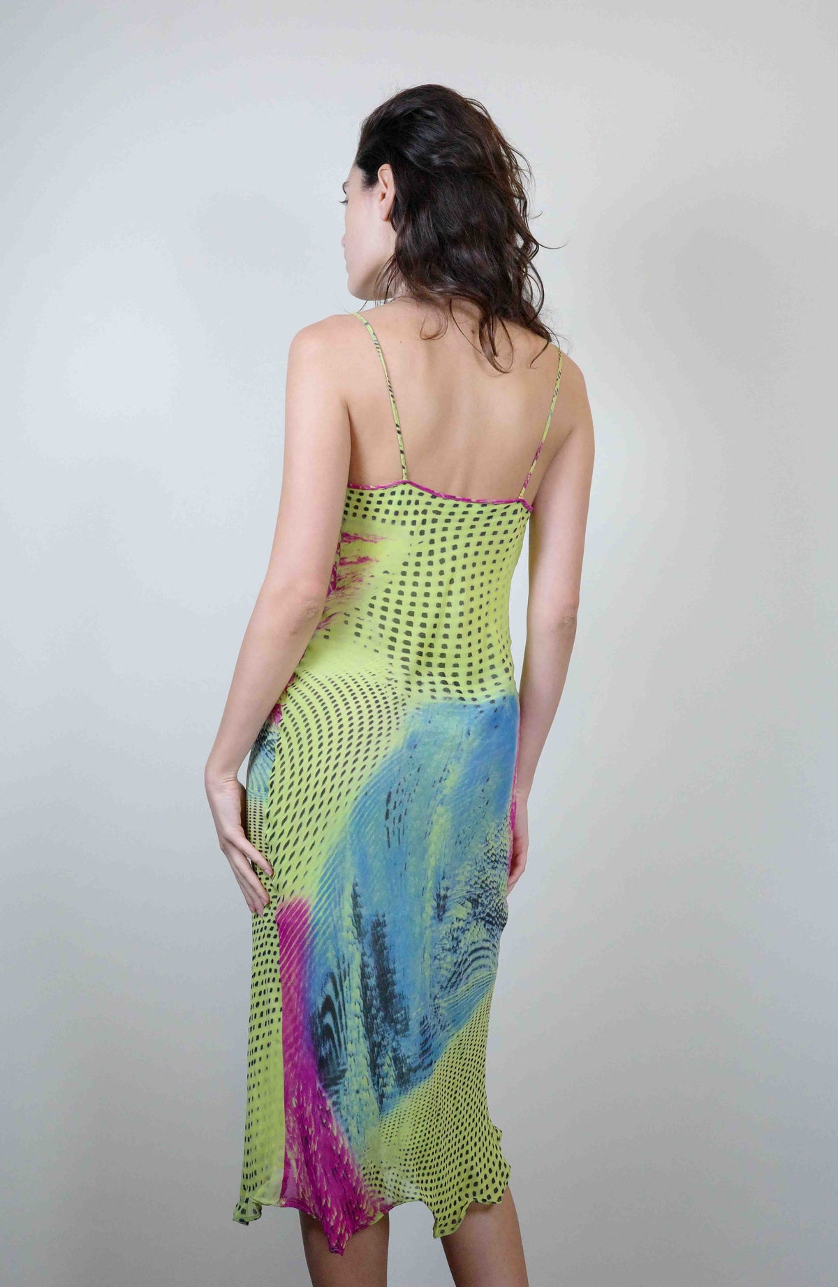 Occhi Neri Lime Illusion Slip Dress