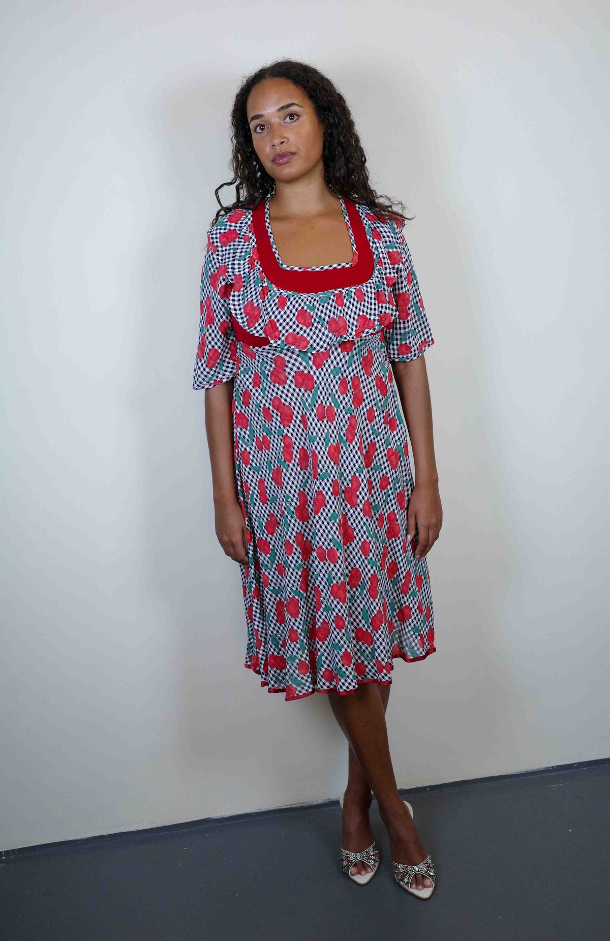Moschino Cherry Gingham Dress