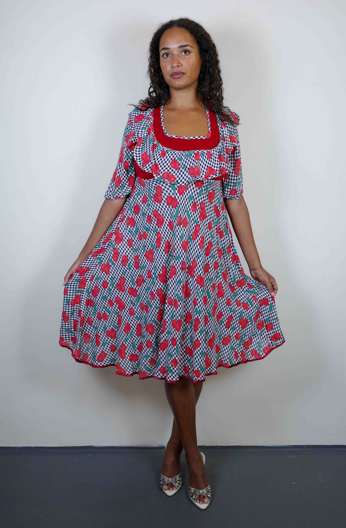 Moschino Cherry Gingham Dress